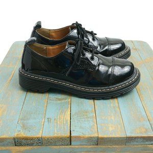 Skechers Womens Patent Leather Chunky Oxford Shoes Size 6 Black 47947